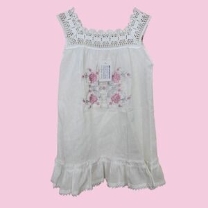 Authentic Made In Greece‎ Girls White Lace Cotton Dress With Flower Size 3 L